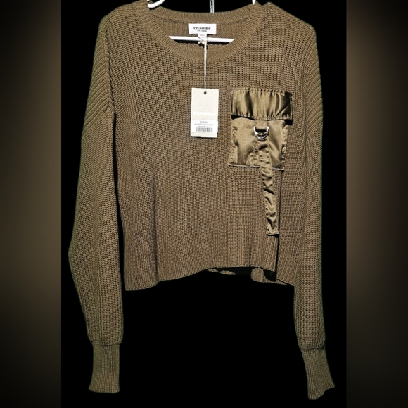 eesome NWT Jungle Green Women's Sweater with Satin Pocket Size Large PTP 23 - Picture 1 of 4